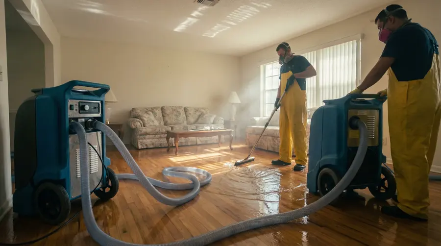 Restoration technician drying a floor in an Altamonte Springs, FL home